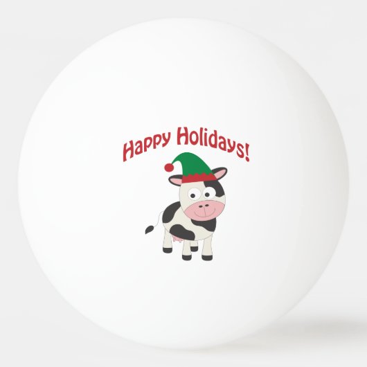 Cute Prettige feestdagen Kerstmis Elf Koe Pingpongbal (Voorkant)