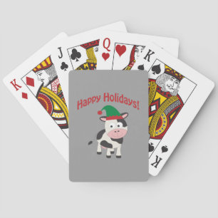 Cute Prettige feestdagen Kerstmis Elf Koe Pokerkaarten