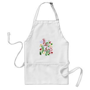 Cute Prettige feestdagen Red Green Lettering Standaard Schort