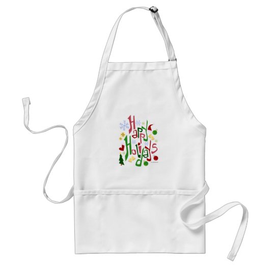 Cute Prettige feestdagen Red Green Lettering Standaard Schort (Voorkant)