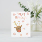 Cute Prettige feestdagen rendierroze Gold Briefkaart (Staand voorkant)