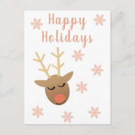 Cute Prettige feestdagen rendierroze Gold Briefkaart