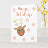 Cute Prettige feestdagen rendierroze Gold Kaart (Gele Bloem)