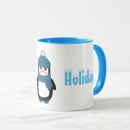 Cute Prettige feestdagen Winter Penguin Coffee Mok (Voorkant rechts)