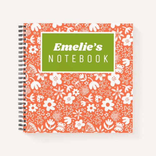 Cute pretty flowers and buzzing insects girls notitieboek (Voorkant)