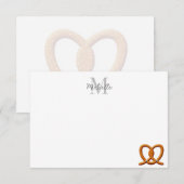 Cute Pretzel Drawing  Monogram Personalized Notitiekaartje (Voorkant / Achterkant)