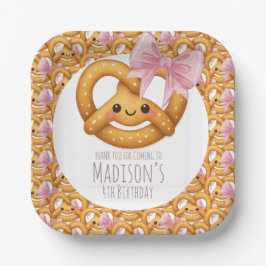 Cute Pretzel Girl Birthday Party Papieren Bordje
