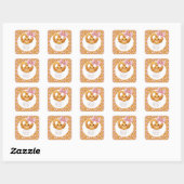 Cute Pretzel Girl Birthday Party Vierkante Sticker (Vel)