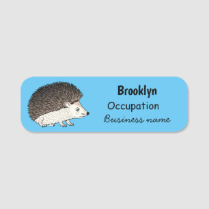 Cute prick hedgel cartoon illustratie naamplaatje
