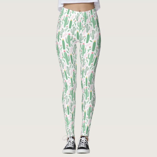 Cute Prickly Cactus Pattern Leggings (Voorkant)