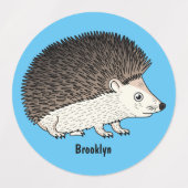 Cute prickly hedgehog cartoon illustration  labels (Design 2)