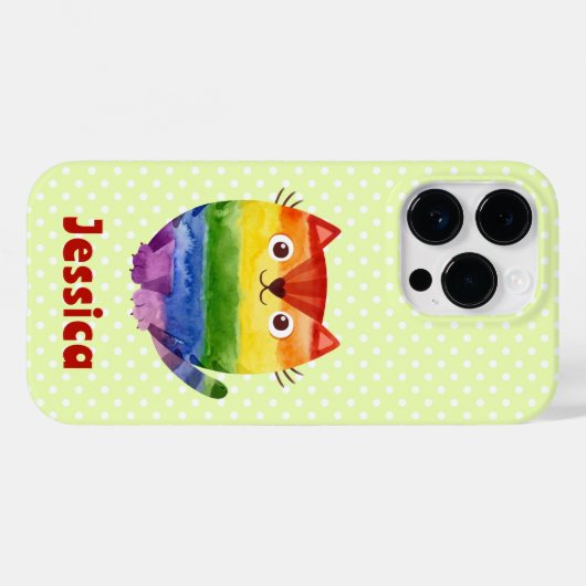 Cute Pride Kat Waterverf Personalized Case-Mate iPhone Case (Achterkant (horizontaal))
