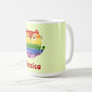 Cute Pride Kat Waterverf Personalized Koffiemok