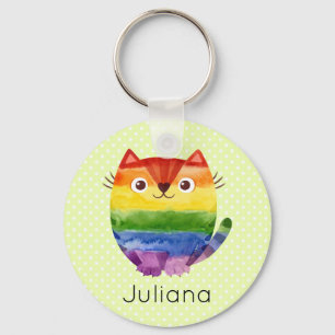 Cute Pride Kat Waterverf Sleutelhanger