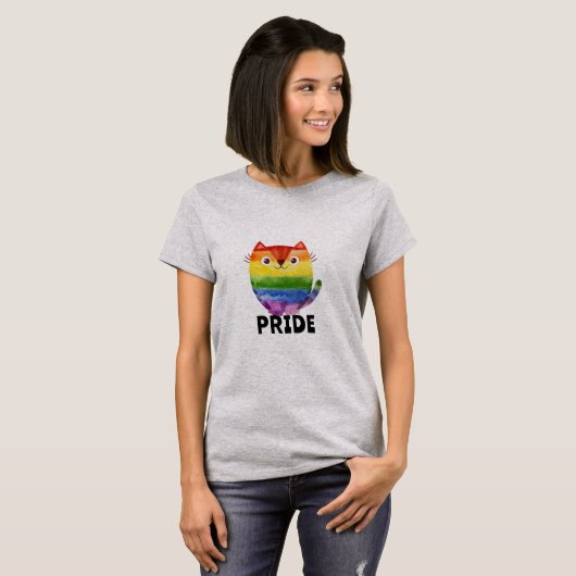 Cute Pride Kat Waterverf T-shirt (Voorkant volledig)