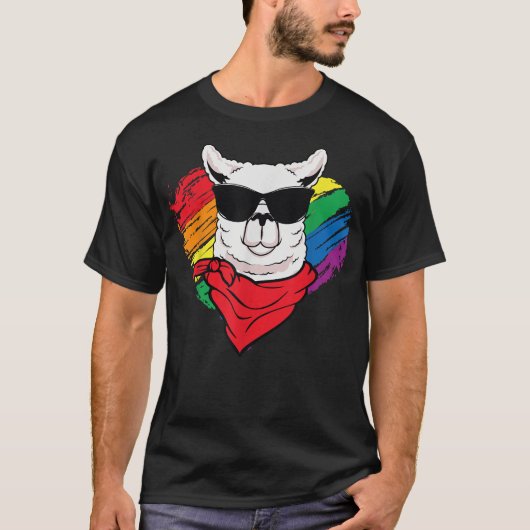 Cute Pride LLama Sunglasses Funny LGBTRainbow  T-shirt (Voorkant)