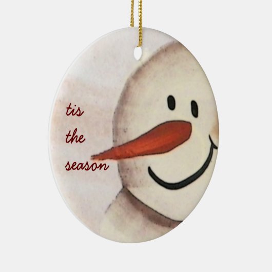 Cute Primitive Art Snowman Keramisch Ornament (Rechts)