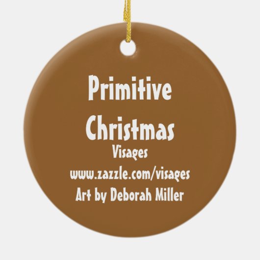 Cute Primitive Art Snowman Keramisch Ornament (Achterkant)