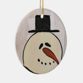 Cute Primitive Art Snowman Keramisch Ornament (Rechts)