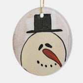 Cute Primitive Art Snowman Keramisch Ornament (Links)