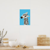 Cute Primitive Baby Zebra Cartoon Safari Animal Poster (Keuken)