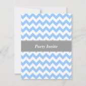 Cute Prince Birthday Party, Blue and White Chevron Kaart (Achterkant)