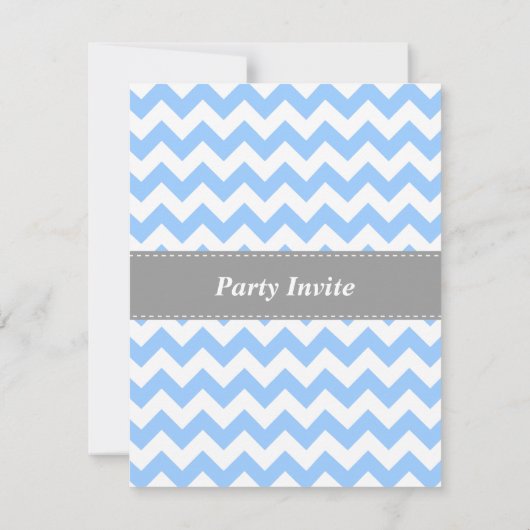 Cute Prince Birthday Party, Blue and White Chevron Kaart (Achterkant)