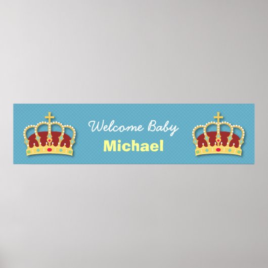Cute Prince Boy Baby shower Welcome Party Banner Poster (Voorkant)