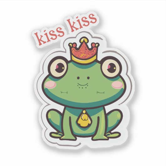 Cute Prince Frog Sticker (Voorkant)