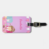 Cute Princess and Bunny Tea Party for Girls Bagagelabel (Voorkant horizontaal)