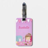 Cute Princess and Bunny Tea Party for Girls Bagagelabel (Achterkant verticaal)