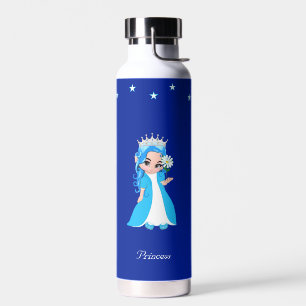 Cute Princess and Stars on Royal Blue Water Bottle Waterfles