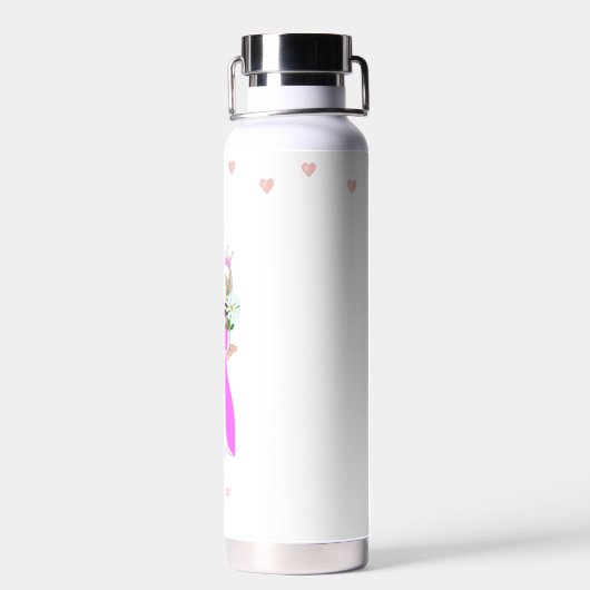 Cute Princess and Stars on White Water Bottle Waterfles (Achterkant)