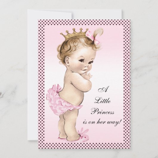 Cute Princess Baby shower Kaart (Voorkant)