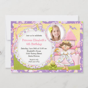 Cute Princess Birthday Party Invitation Kaart