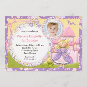 Cute Princess Birthday Party Invitation Kaart