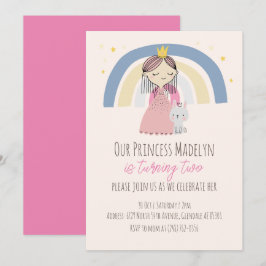 Cute Princess Birthday Party Kaart