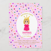 Cute Princess Birthday Party Kaart (Voorkant / Achterkant)