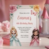 Cute Princess Birthday Party Kaart