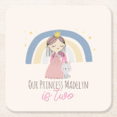 Cute Princess Birthday Party Kartonnen Onderzetters (Voorkant)