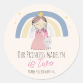 Cute Princess Birthday Party Ronde Sticker (Voorkant)
