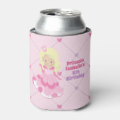 Cute Princess Birthday Party roze gepersonaliseerd Blikjeskoeler (Blikje Voorkant)