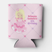 Cute Princess Birthday Party roze gepersonaliseerd Blikjeskoeler (Voorkant)