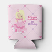 Cute Princess Birthday Party roze gepersonaliseerd Blikjeskoeler (Achterkant)