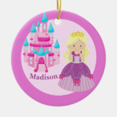 Cute Princess Blonde Girl Custom Kinder Kerstmis Keramisch Ornament (Voorkant)