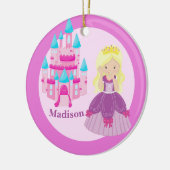 Cute Princess Blonde Girl Custom Kinder Kerstmis Keramisch Ornament (Links)