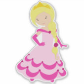 Cute Princess, Blonde Hair, Crown, roze dress Sticker (Voorkant)