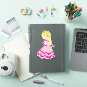 Cute Princess, Blonde Hair, Crown, roze dress Sticker (iPad Cover)