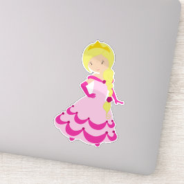 Cute Princess, Blonde Hair, Crown, roze dress Sticker
