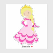 Cute Princess, Blonde Hair, Crown, roze dress Sticker (Vel)